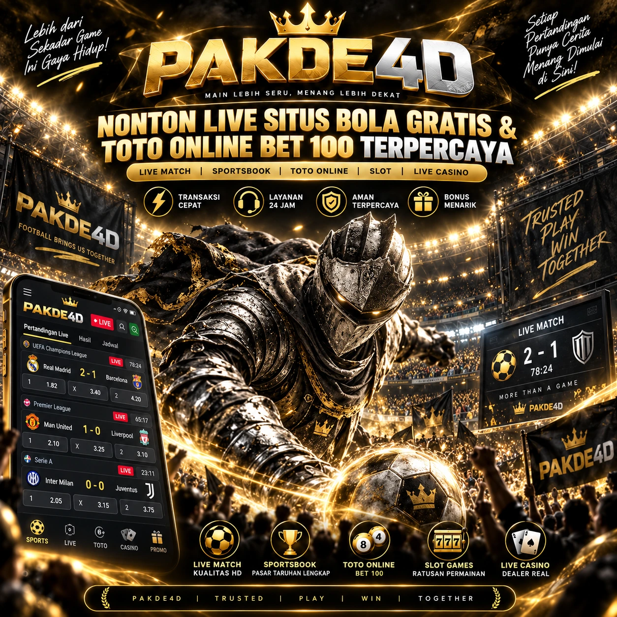 PAKDE4D : Nonton Live Situs Bola Gratis & Toto Online Bet 100 Terpercaya